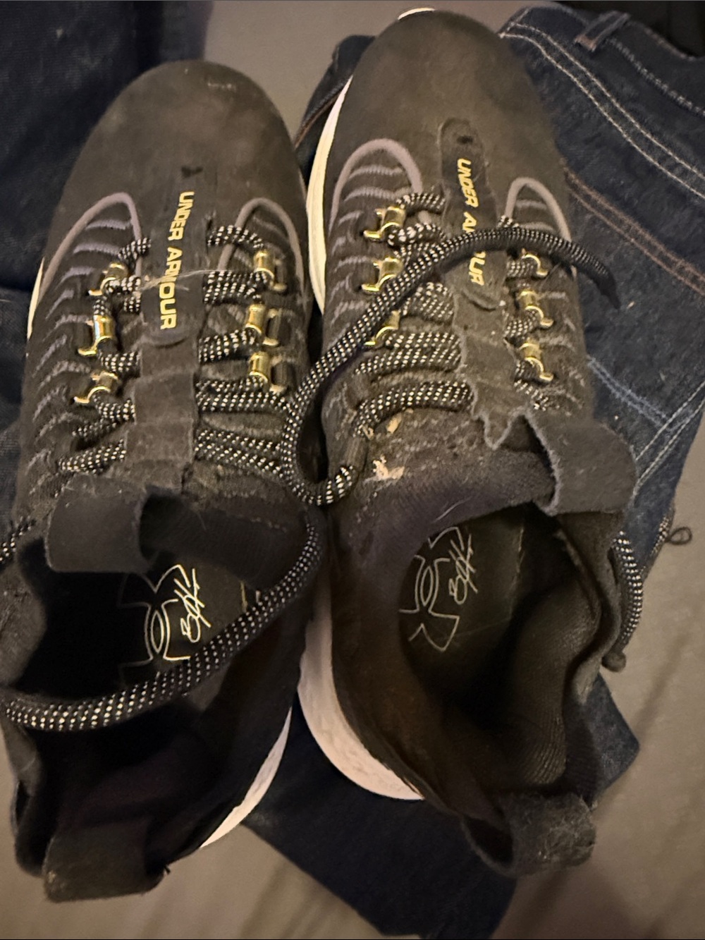 Under Armour Men’s Black and Gold Lace-Up Sneakers